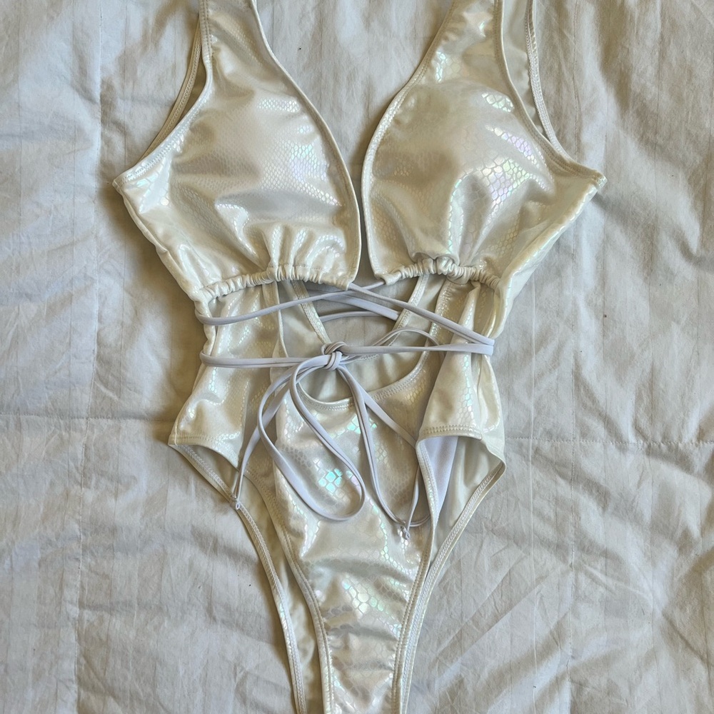 Shimmering White Womens One Piece Swimsuit